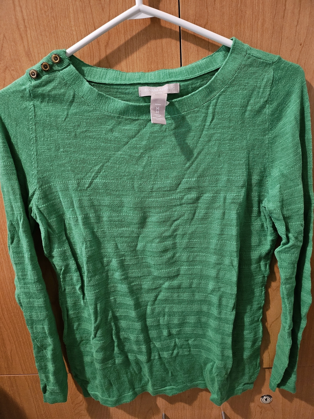 Banana Republic Emerald Green Boatneck Sweater with Shoulder Buttons